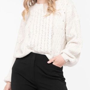 Cable Knit Cotton Blend Sweater